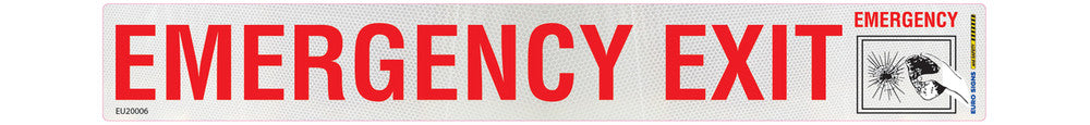 Sign EMERGENCY EXIT BREAK GLASS +graphic Class 2 rerflective Red/White DECAL