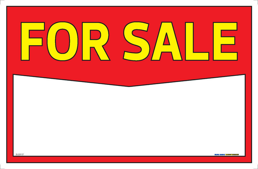 Sign FOR SALE wth space for price White/Red/Yellow CORFLUTE