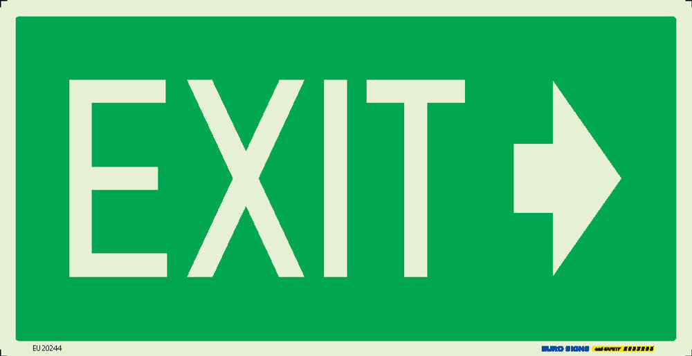 Sign EXIT + --> RIGHT Lum. White/Green