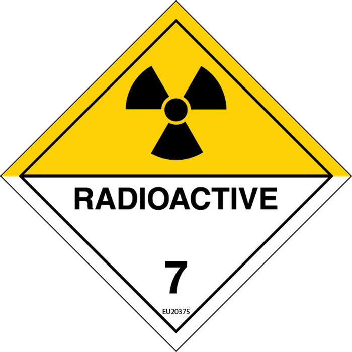 Sign RADIOACTIVE 7 Class Label diamond Black/Yellow/White DECAL