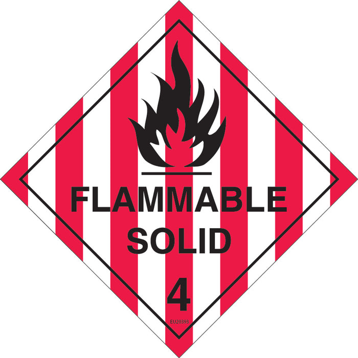 Sign FLAMMABLE SOLID 4 Class Label diamond Black/Red/White Stripe DECAL