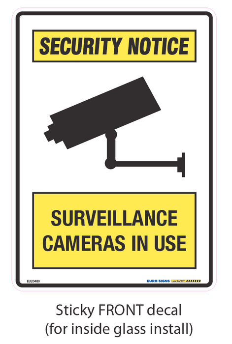 Sign SURVEILLANCE CAMERAS IN USE +graphic Black/Yellow/White