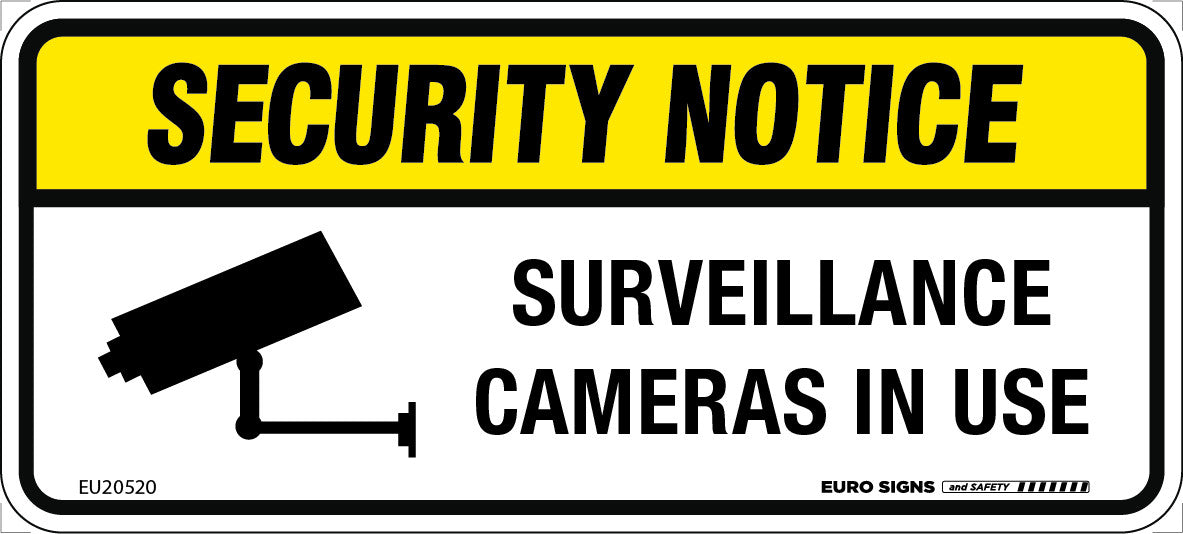 Sign SURVEILLANCE CAMERAS IN USE +graphic Black/Yellow/White