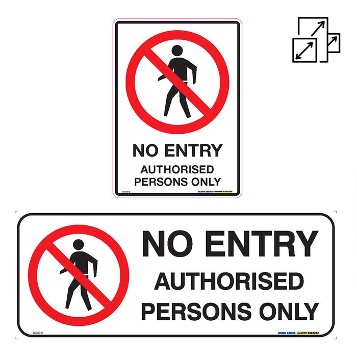 Sign NO ENTRY AUTHORISED PERSONS ONLY +graphic Black/Red/White