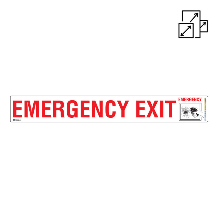 Sign EMERGENCY EXIT BREAK GLASS +graphic Class 2 rerflective Red/White DECAL