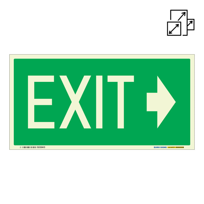 Sign EXIT + --> RIGHT Lum. White/Green