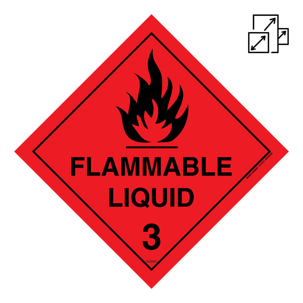 Sign FLAMMABLE LIQUID 3 Class Label diamond Red/Black — Euro Signs & Safety