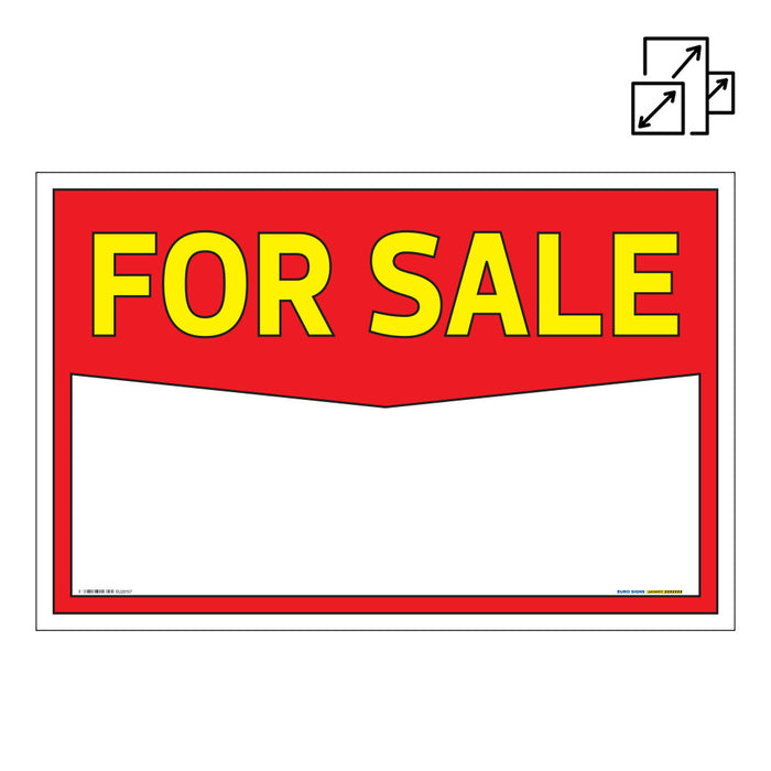 Sign FOR SALE wth space for price White/Red/Yellow CORFLUTE