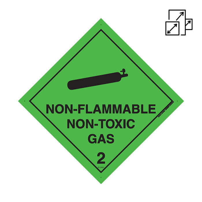 Sign NON FLAM NON TOXIC GAS 2 Class Label diamond Black/Green