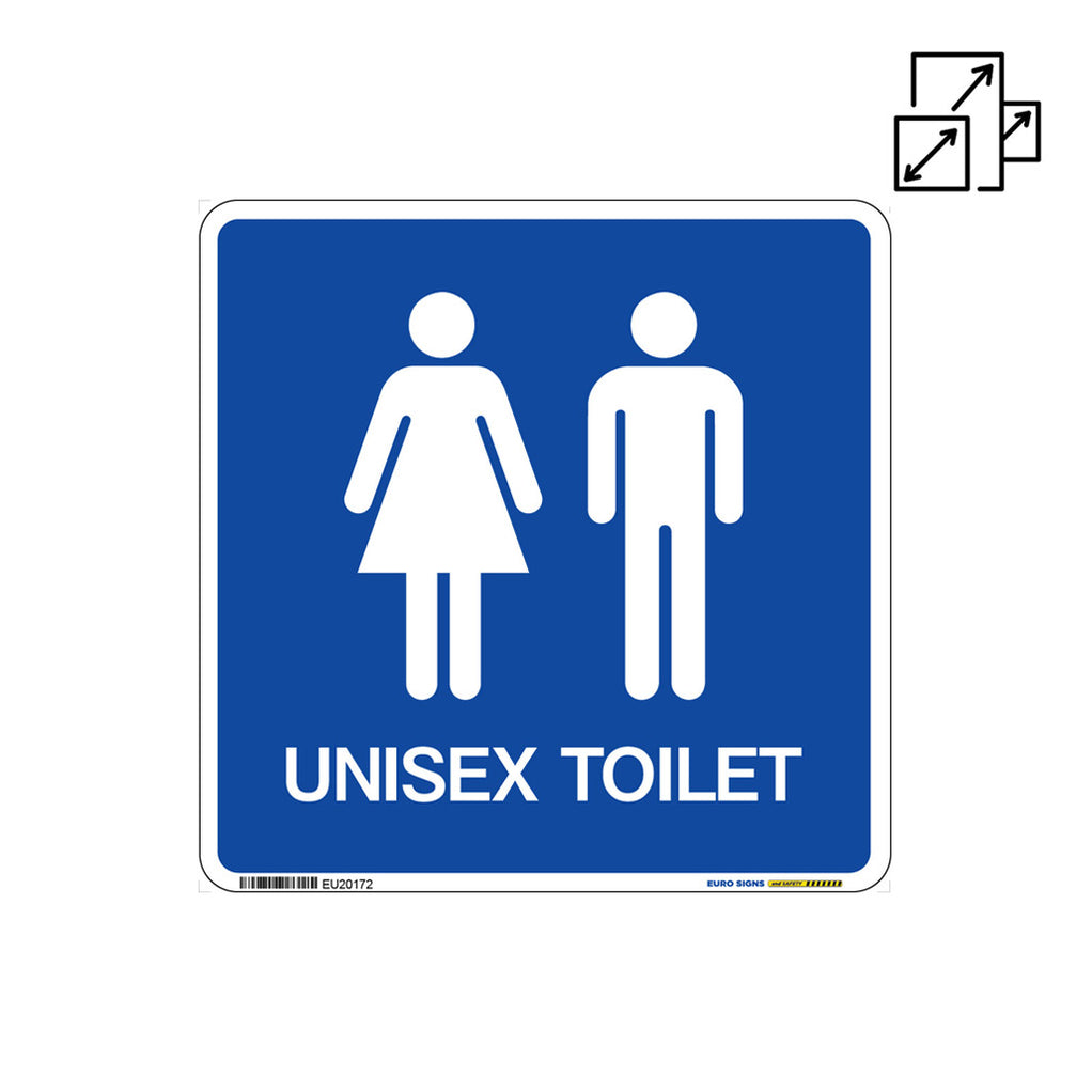 Sign TOILET UNISEX White/Blue — Euro Signs & Safety